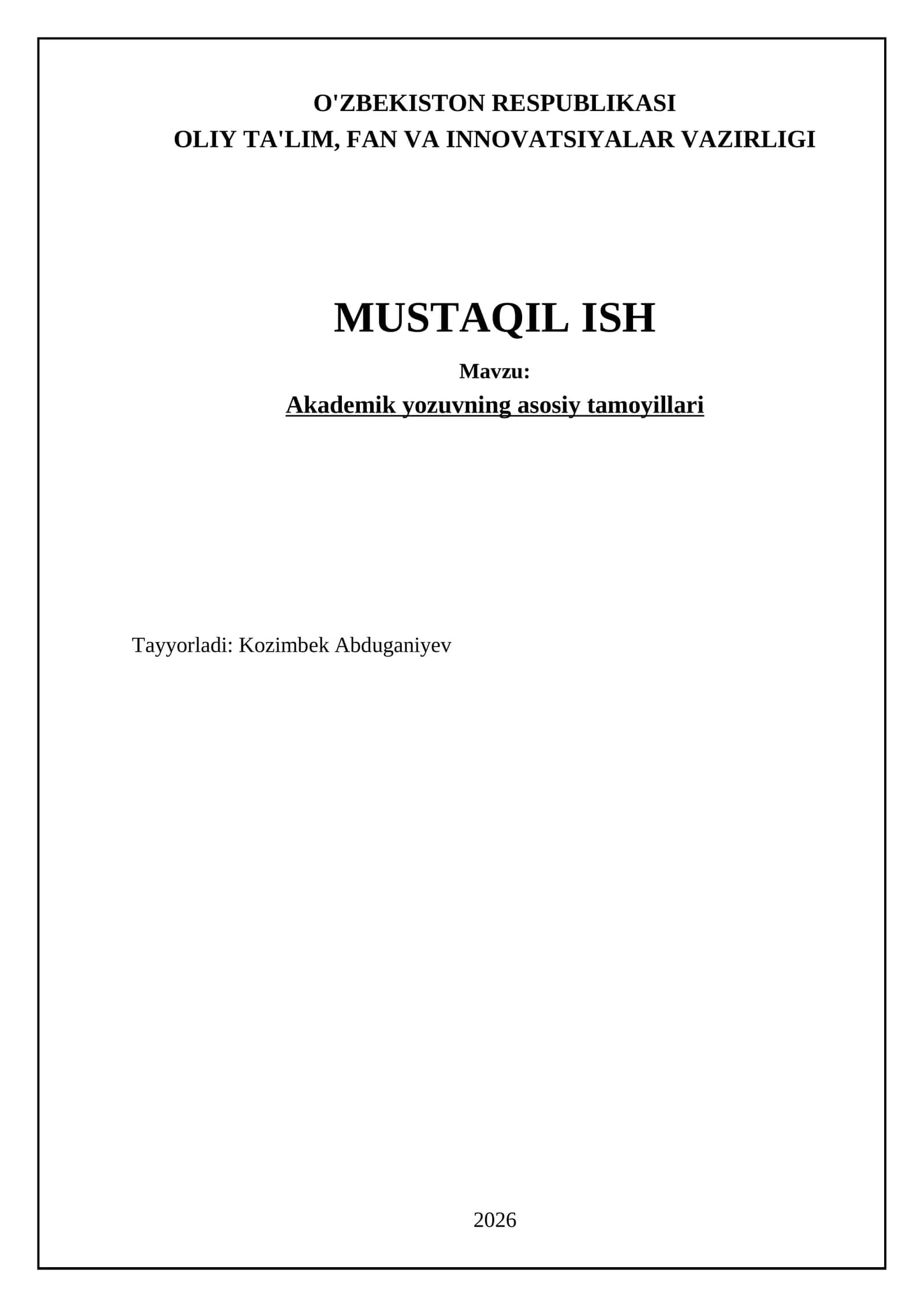 Akademik yozuvning asosiy tamoyillari