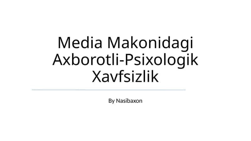 Axborot va Psixologik Xavfsizlik