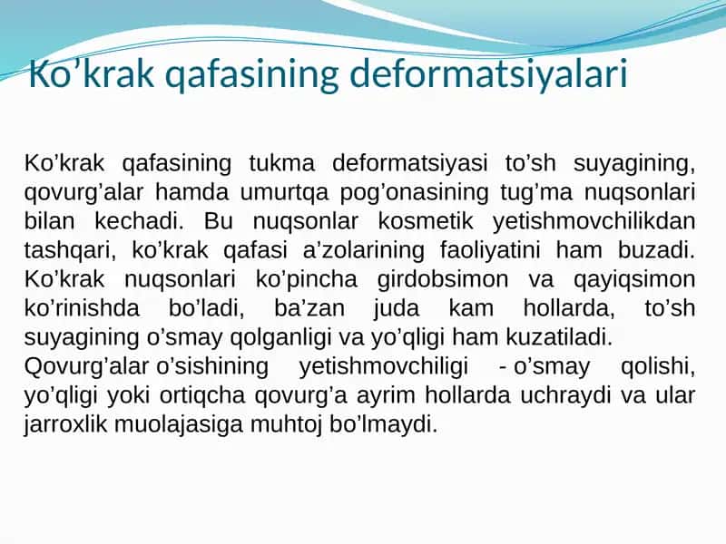 Kо’krakqafasining deformatsiyalari