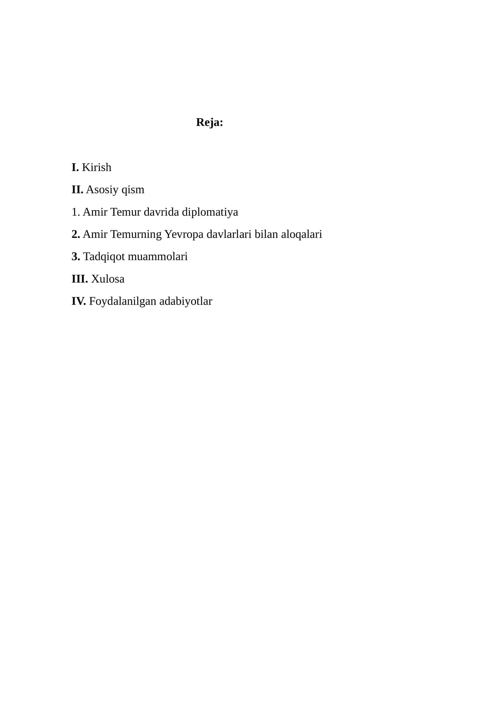Amir Temur G'arbiy Yevropa davlatlari bilan diplomatik aloqalari
