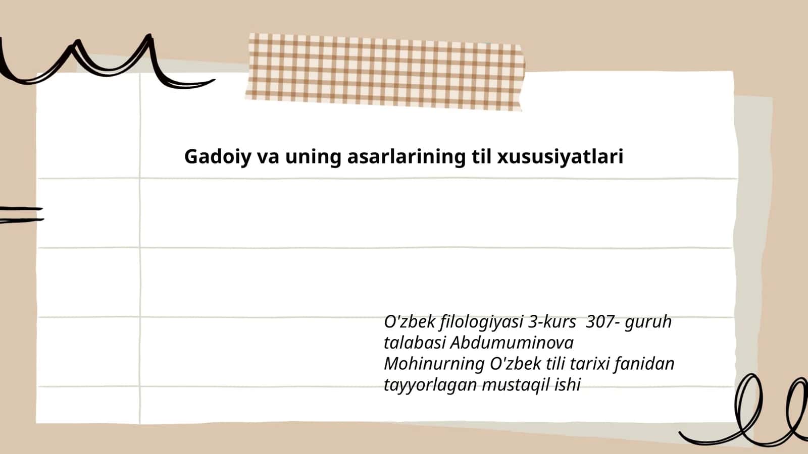 Gadoiy va uning asarlarining til xususiyatlari
