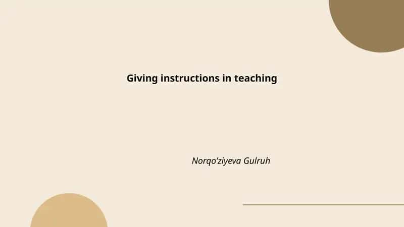 Giving instructions in teaching