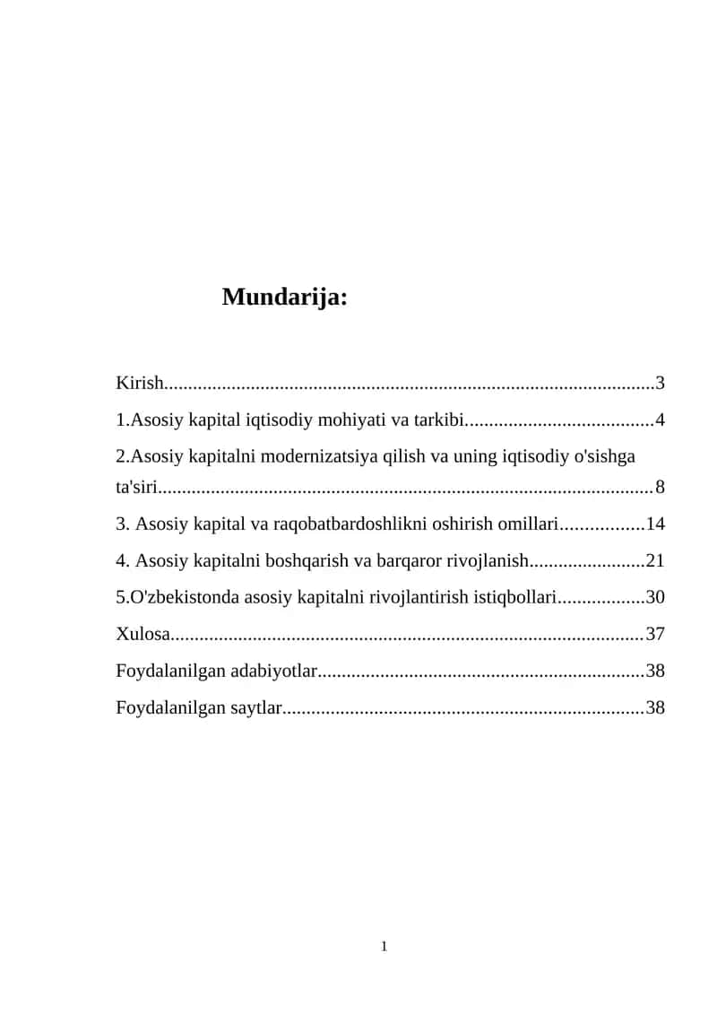 Asosiy kapital milliy boylikning eng muhim tarkibiy qismidir.
