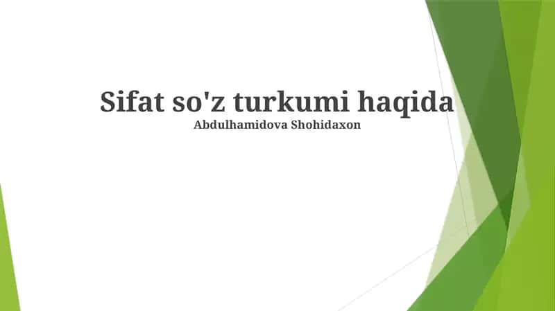 Sifat turlari