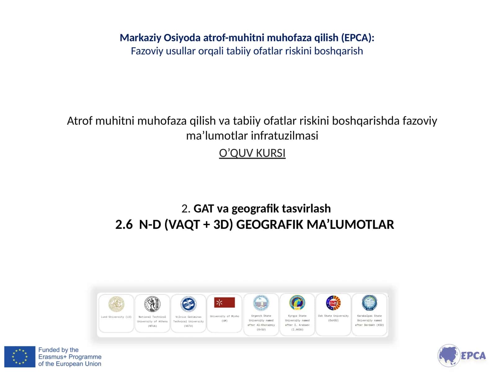 N-D (VAQT + 3D) GEOGRAFIK MA’LUMOTLAR