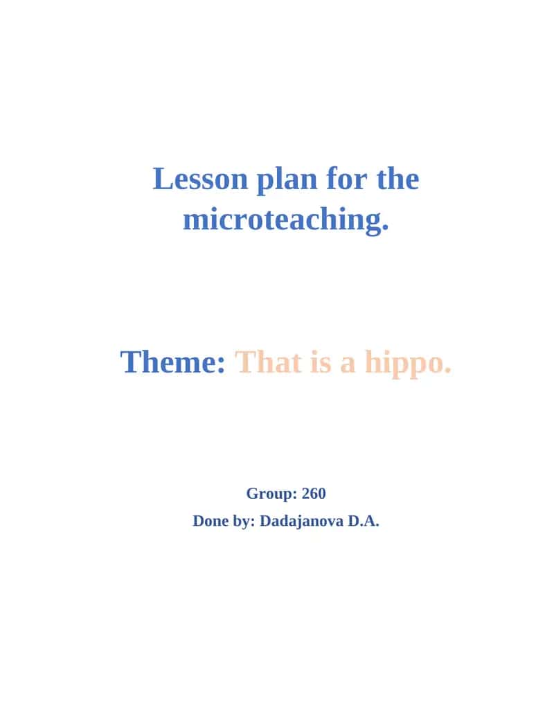 Lesson plan for the microteaching