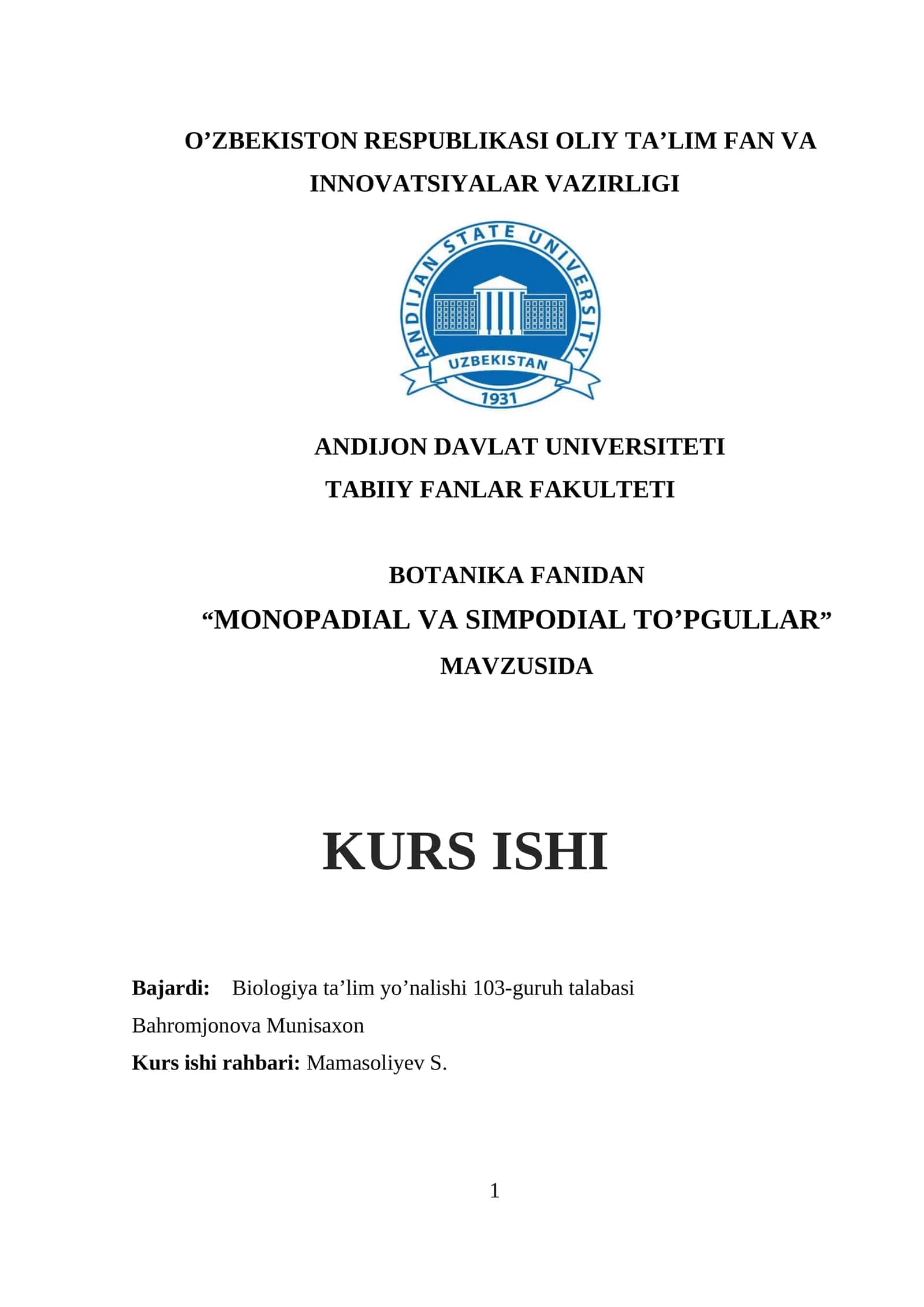 MONOPADIAL VA SIMPODIAL TO’PGULLAR
