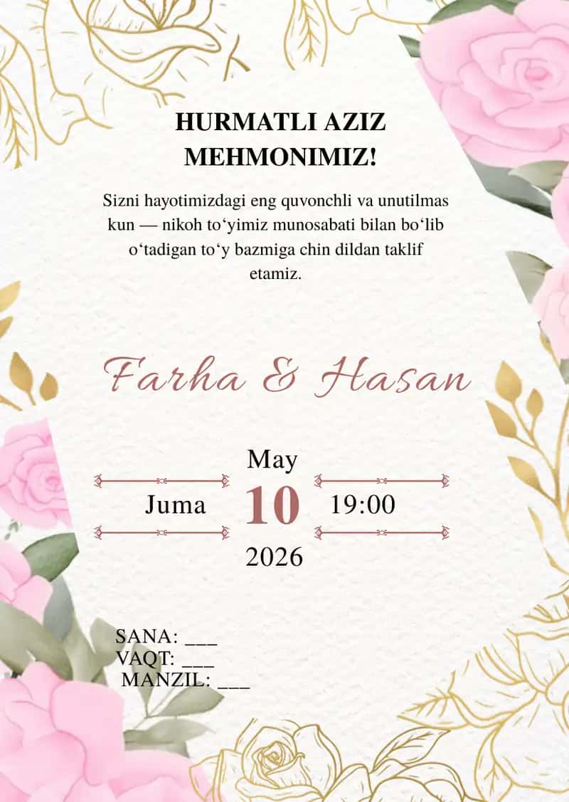 Taklifnoma shablon
