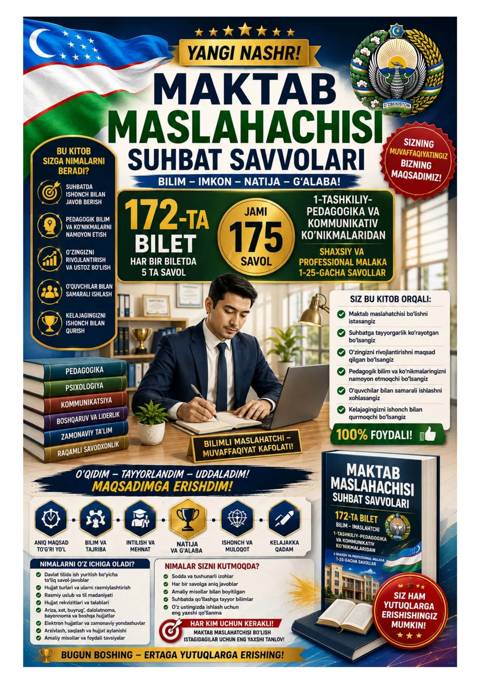 MAKTAB MASLAHACHISI SUHBAT SAVOLLARI 172-TA