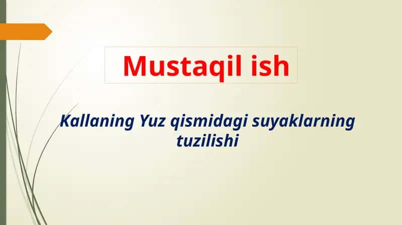 Kallaning Yuz qismidagi suyaklarning tuzilishi