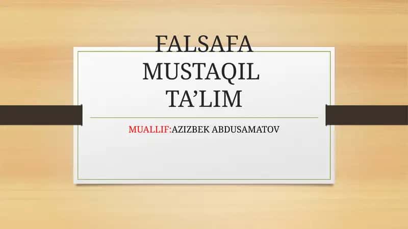 FALSAFA JAHON XALQLARINING MADANIYATINING  TARKIBIY QISMI