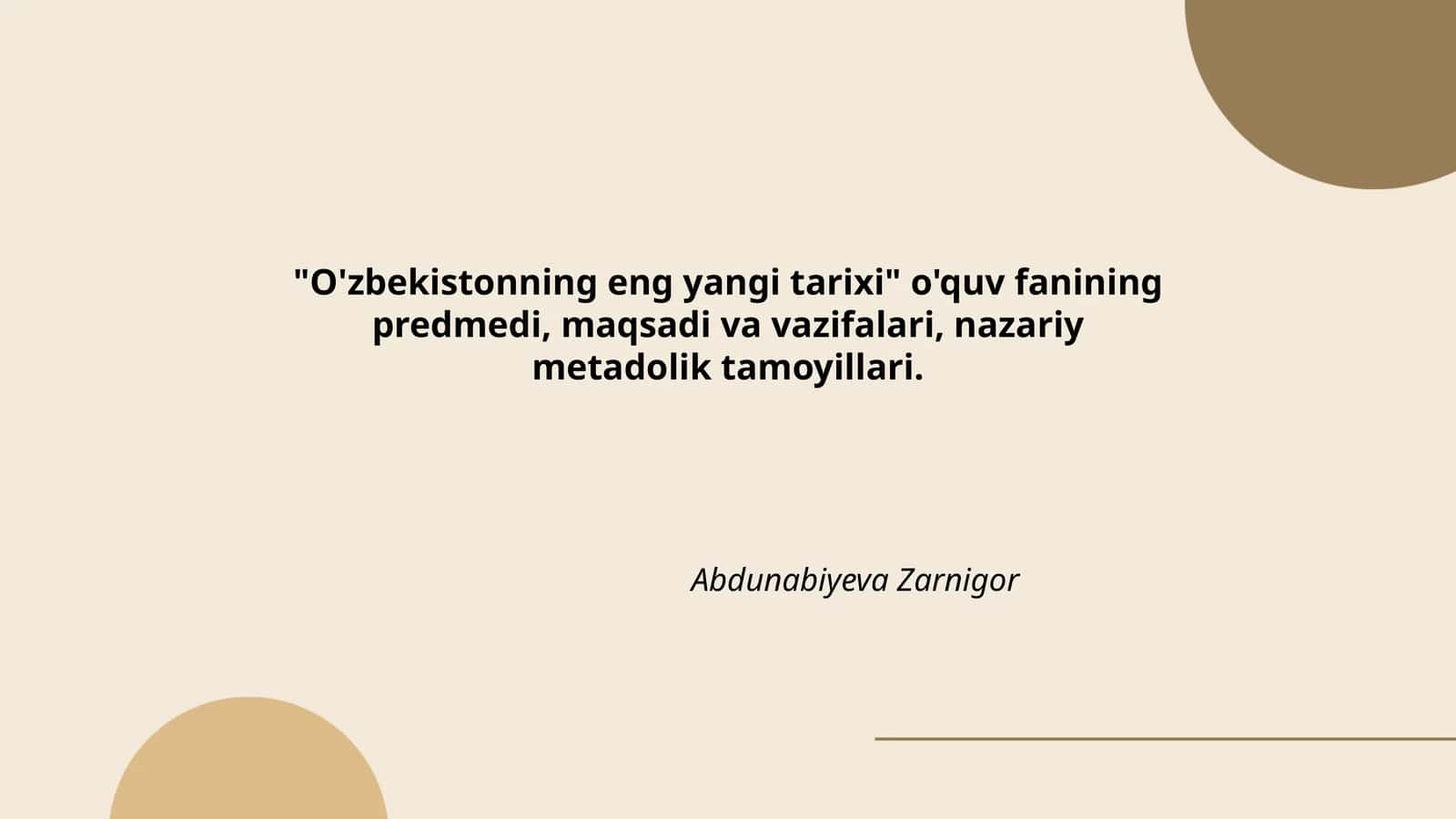 O'zbekistonning eng yangi tarixi