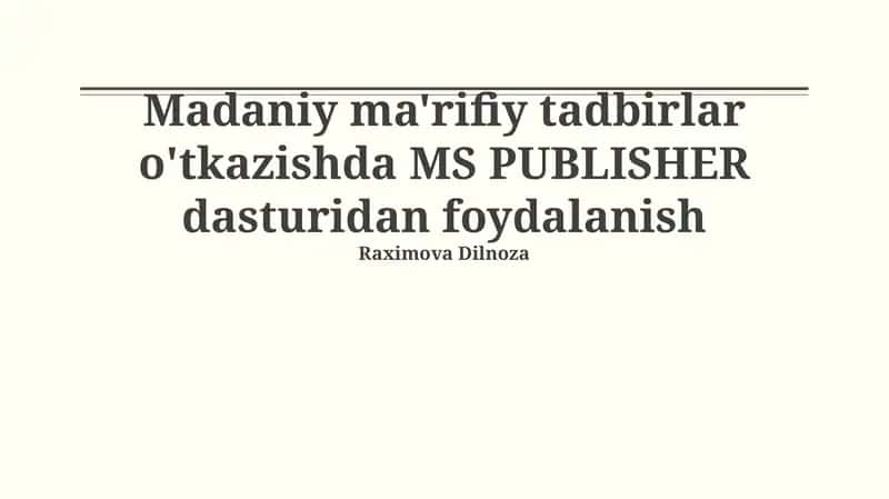 MS PUBLISHER dasturi