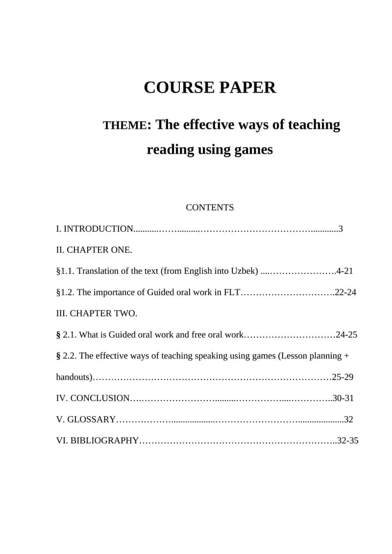 Course Paper on Teaching Speaking Skills