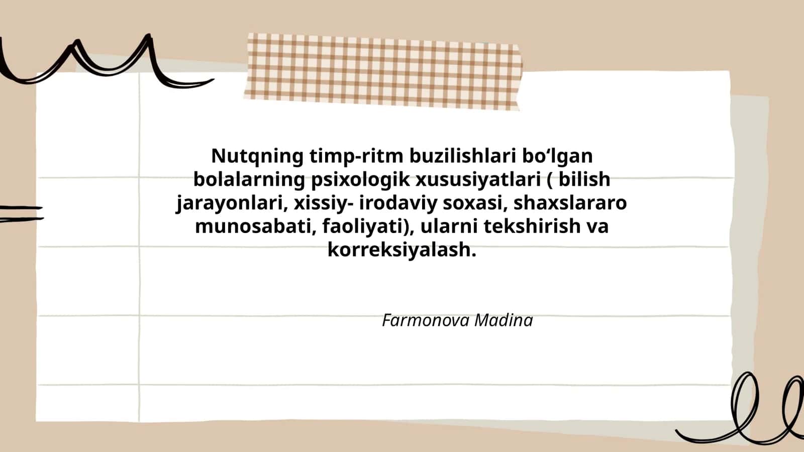 Nutqning timp-ritm buzilishlari boʻlgan bolalarning psixologik xususiyatlari