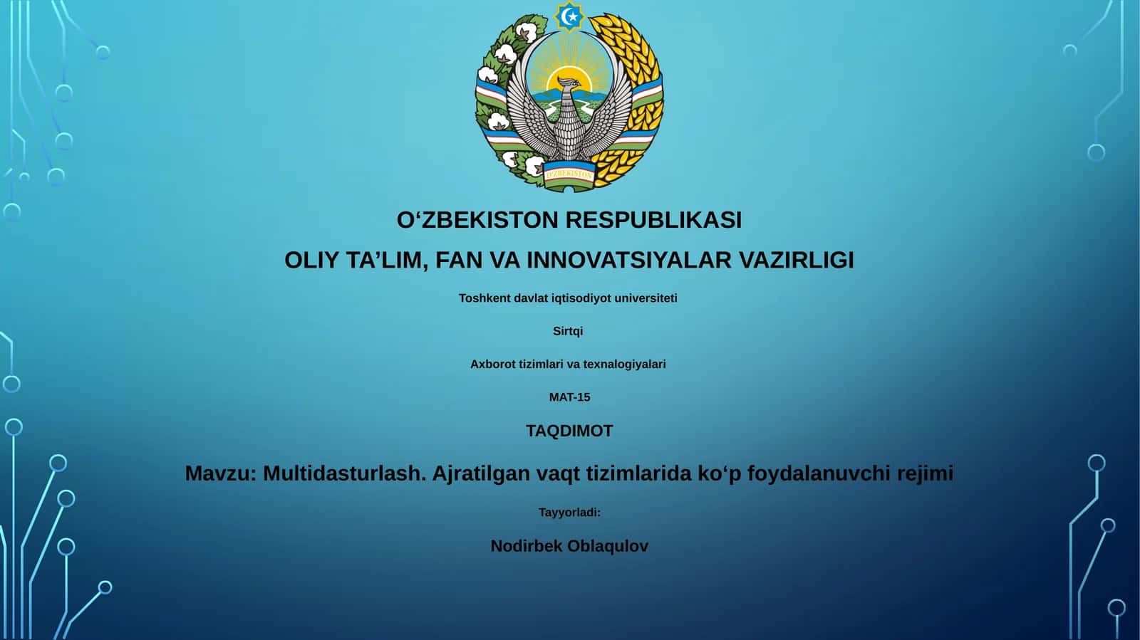 Multidasturlash. Ajratilgan vaqt tizimlarida koʻp foydalanuvchi rejimi