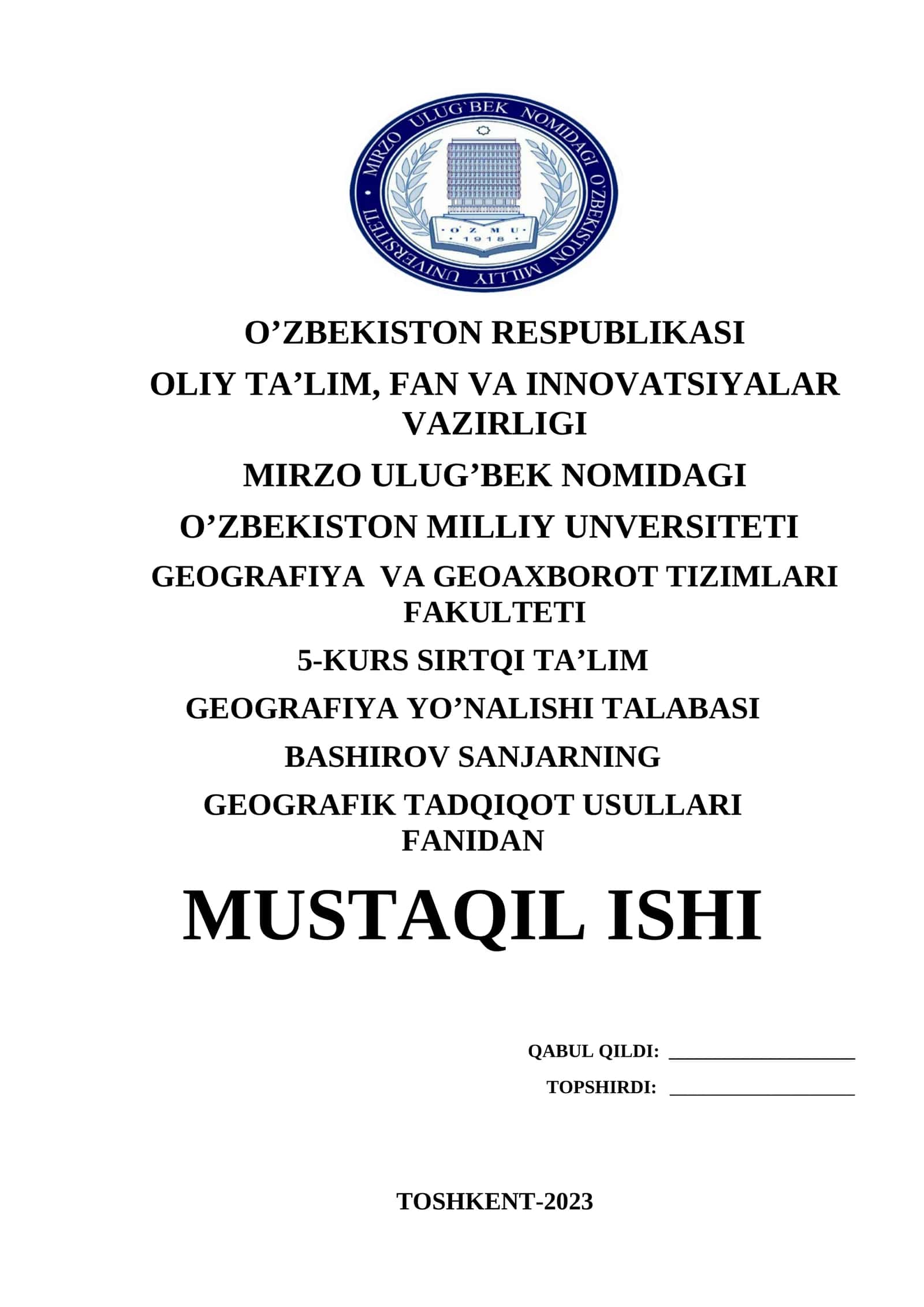Umumgeografik metodlar