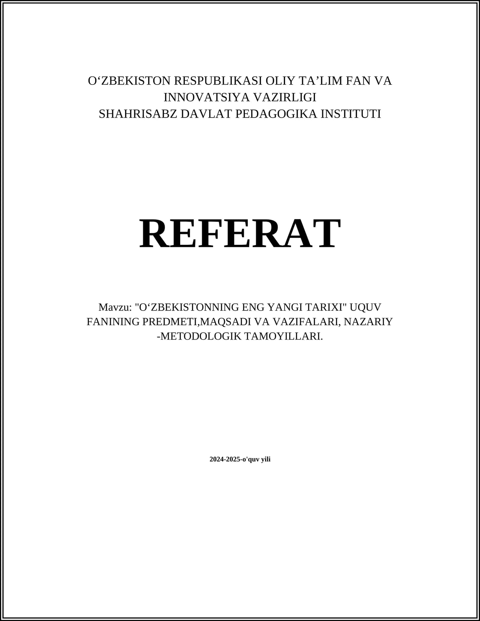 Oʻzbekistonning eng yangi tarixi