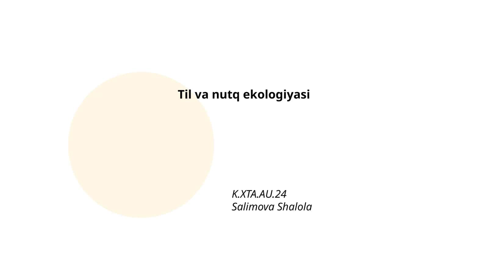Til va nutq ekologiyasi
