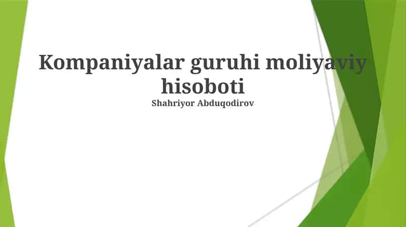 Kompaniyalar guruhi moliyaviy hisoboti