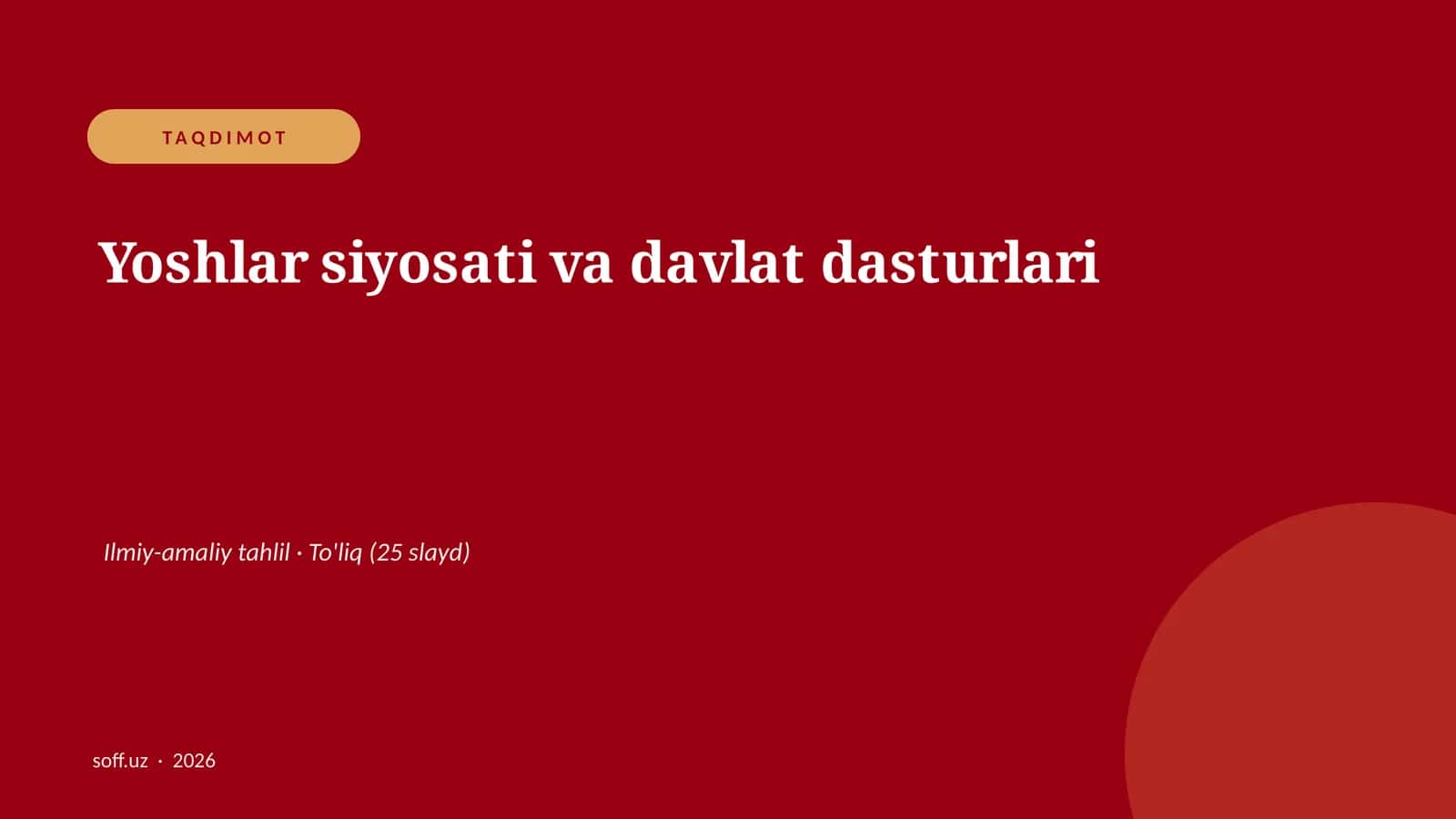 Yoshlar siyosati va davlat dasturlari