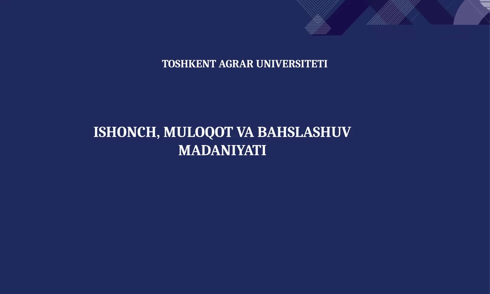 Ishonch, Muloqot va Bahslashuv Madaniyati