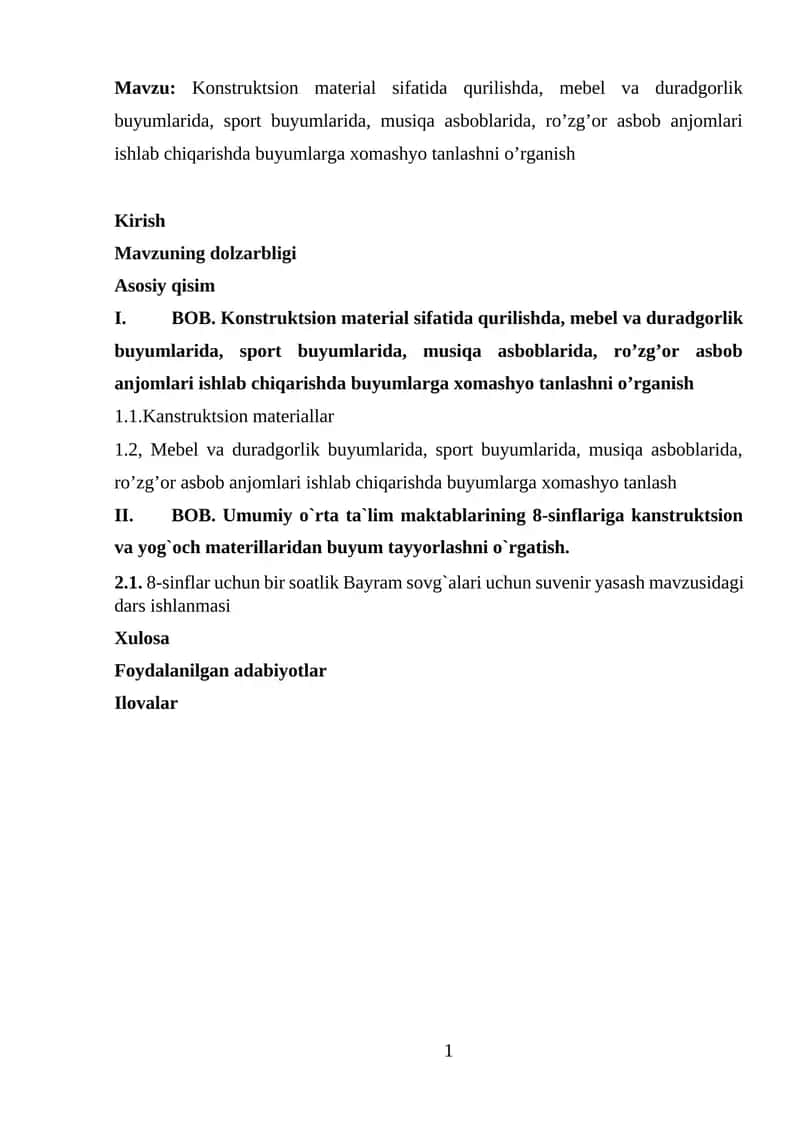 Konstruktsion material sifatida qurilish