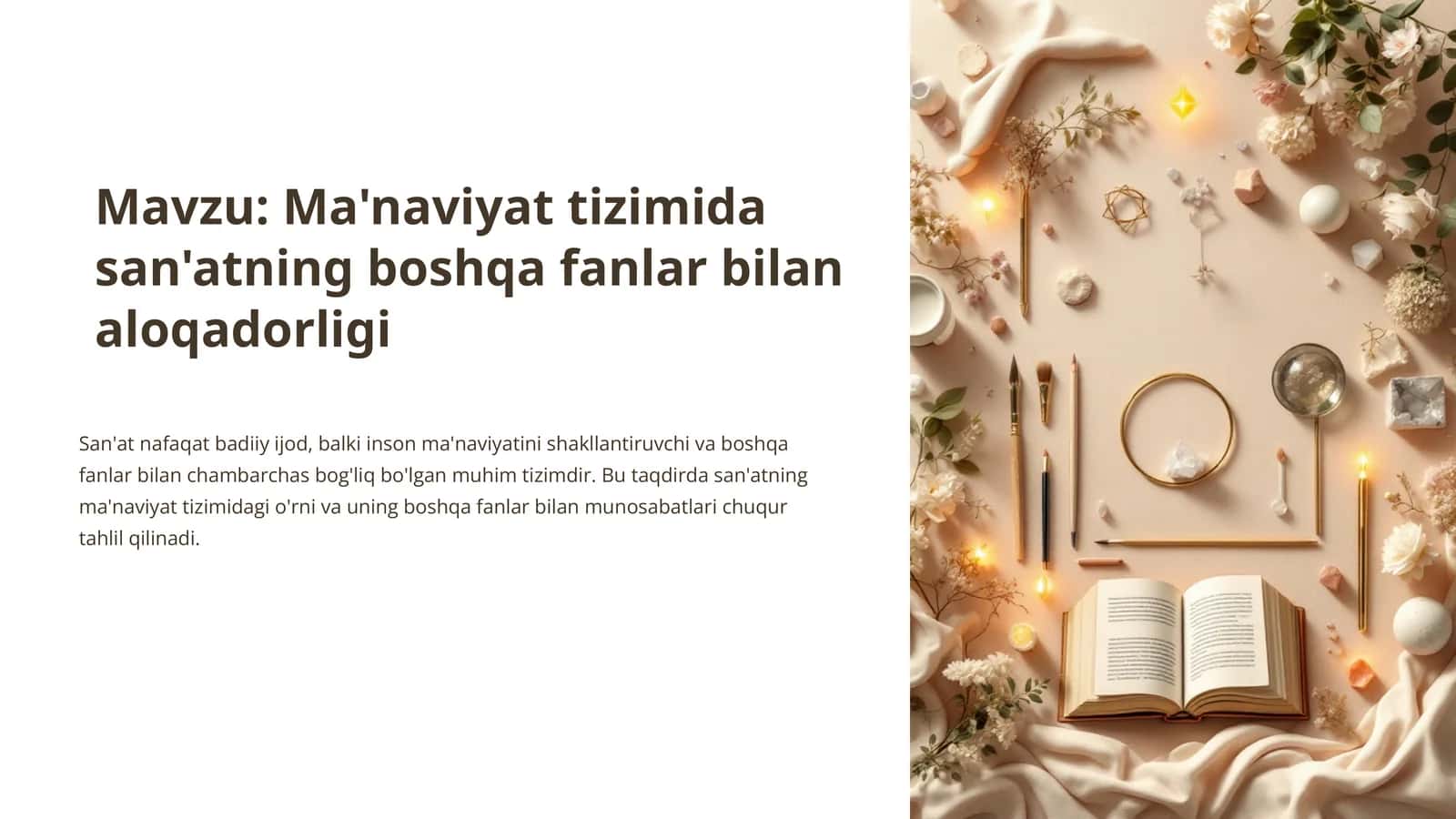 San'at: Ma'naviyatning ko'zgusi va vositasi