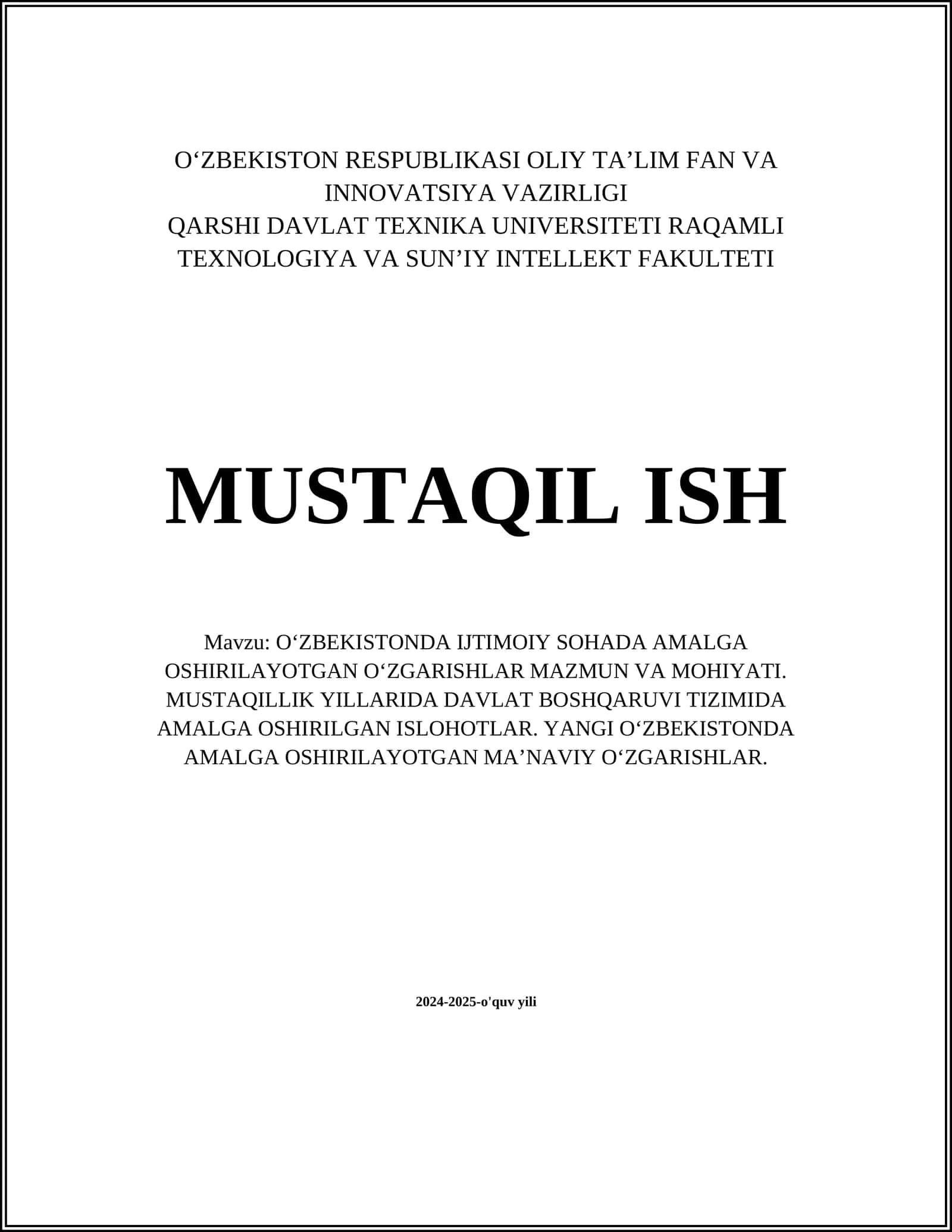 O‘zbekistonda Ijtimoiy Sohaga Oid Islohotlar