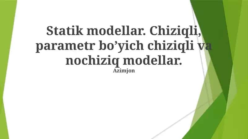Parametrli chiziqli modellarda bog'lanish chiziqli va xato a'zosi