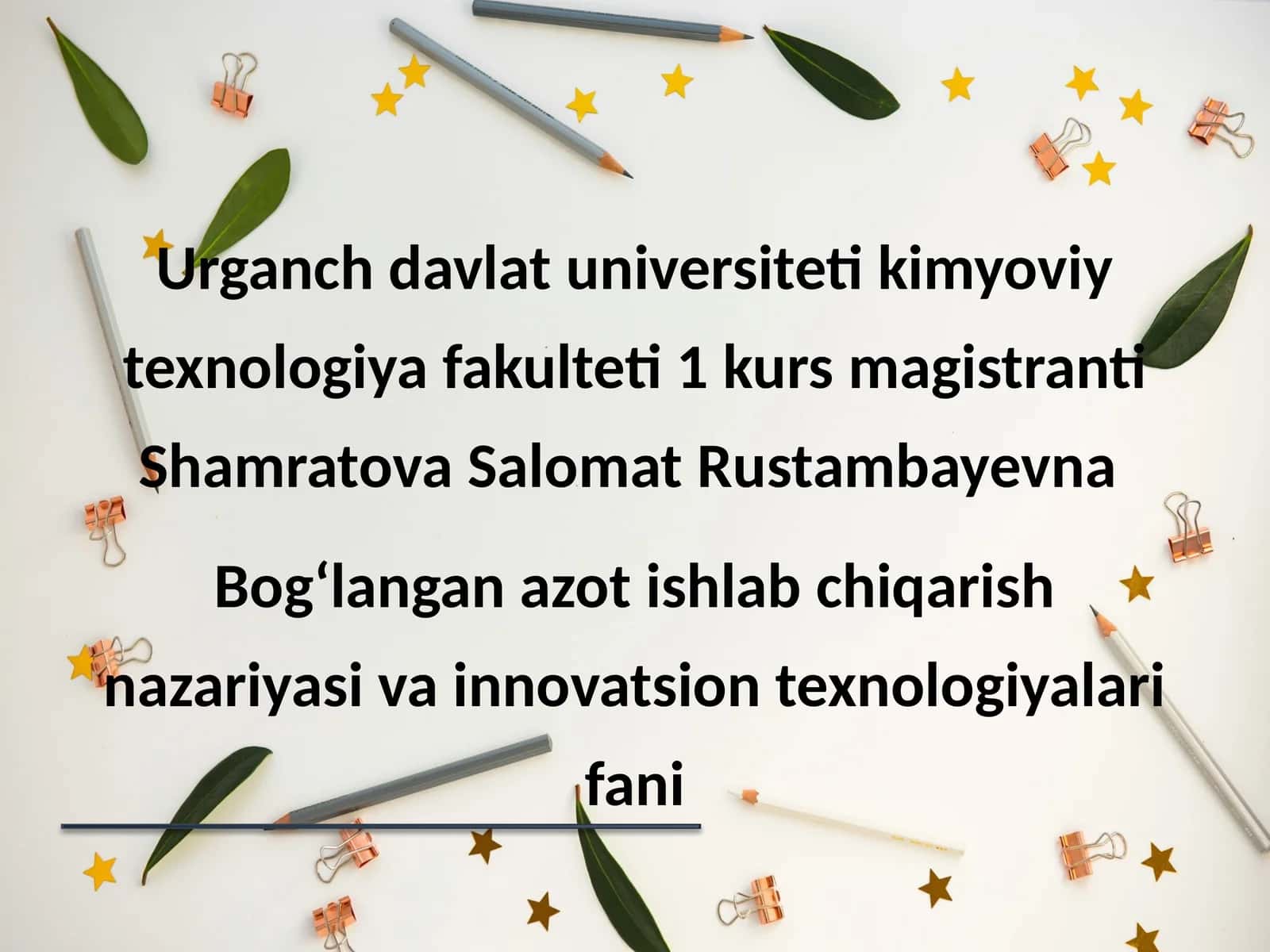 Bogʻlangan azot ishlab chiqarish nazariyasi va innovatsion texnologiyalarifani
