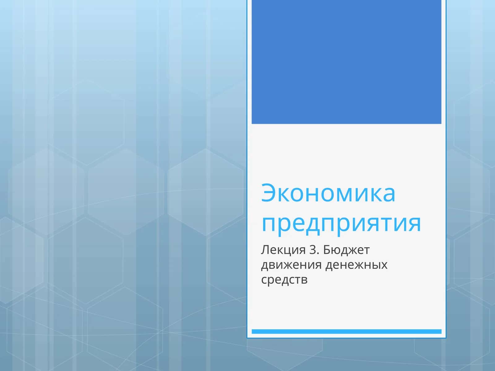 Лекция 3. Бюджет движения денежных средств