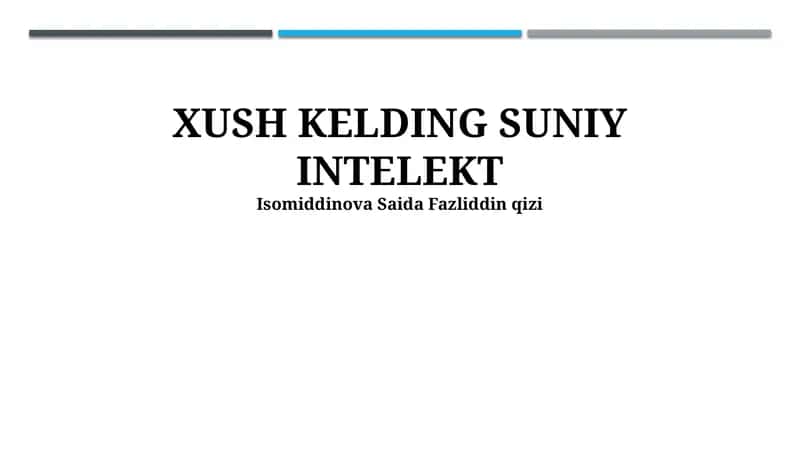 Sun'iy Intellektning rivojlanishi tarixi