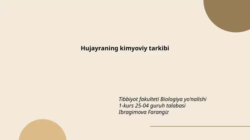 Hujayraning kimyoviy tarkibi