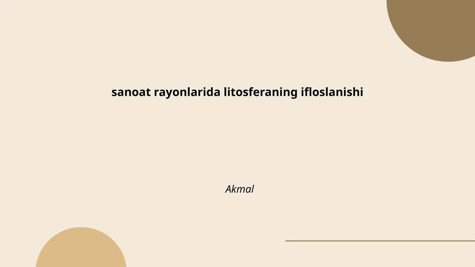 Sanoat chiqindilarining litosferaga to'g'ridan-to'g'ri ifloslanishi