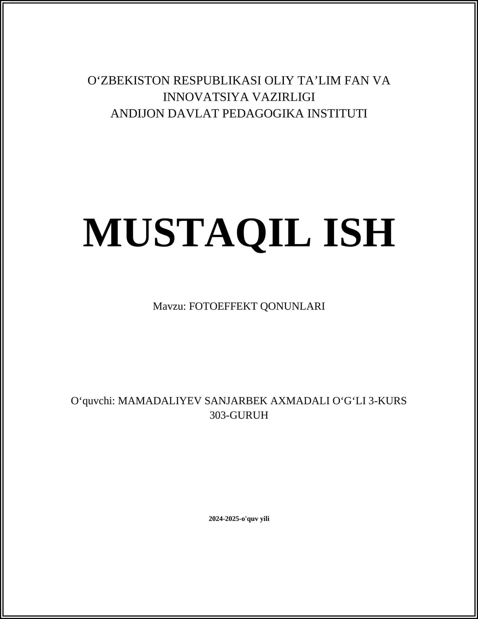 FOTOEFFEKT QONUNLARI