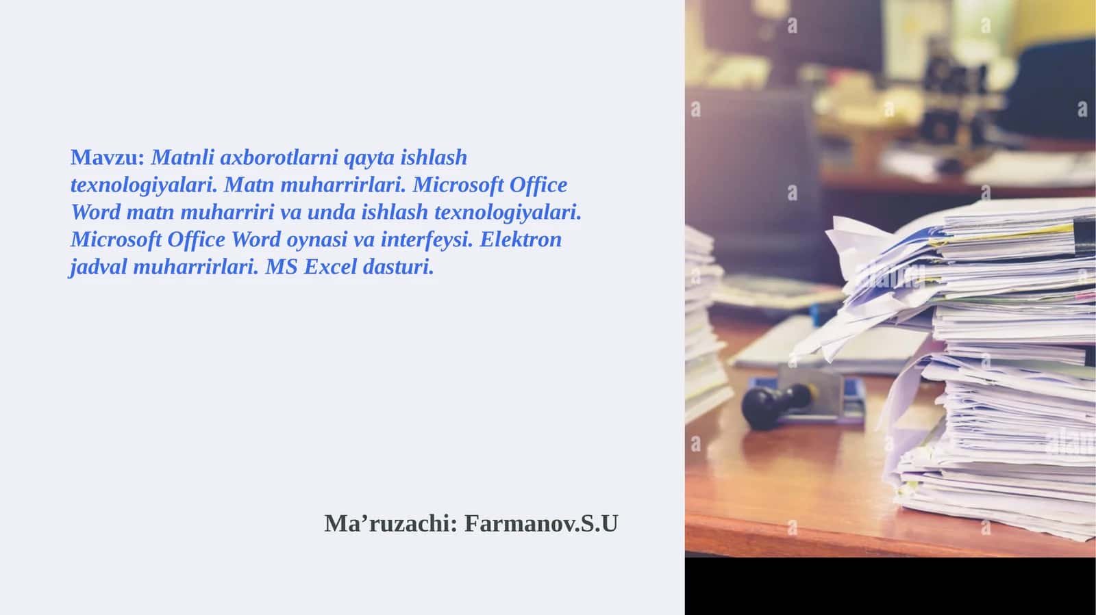 Matnliaxborotlarniqaytaishlashtexnologiyalari