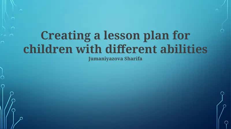 Lesson Plan for Children with Different Abilities