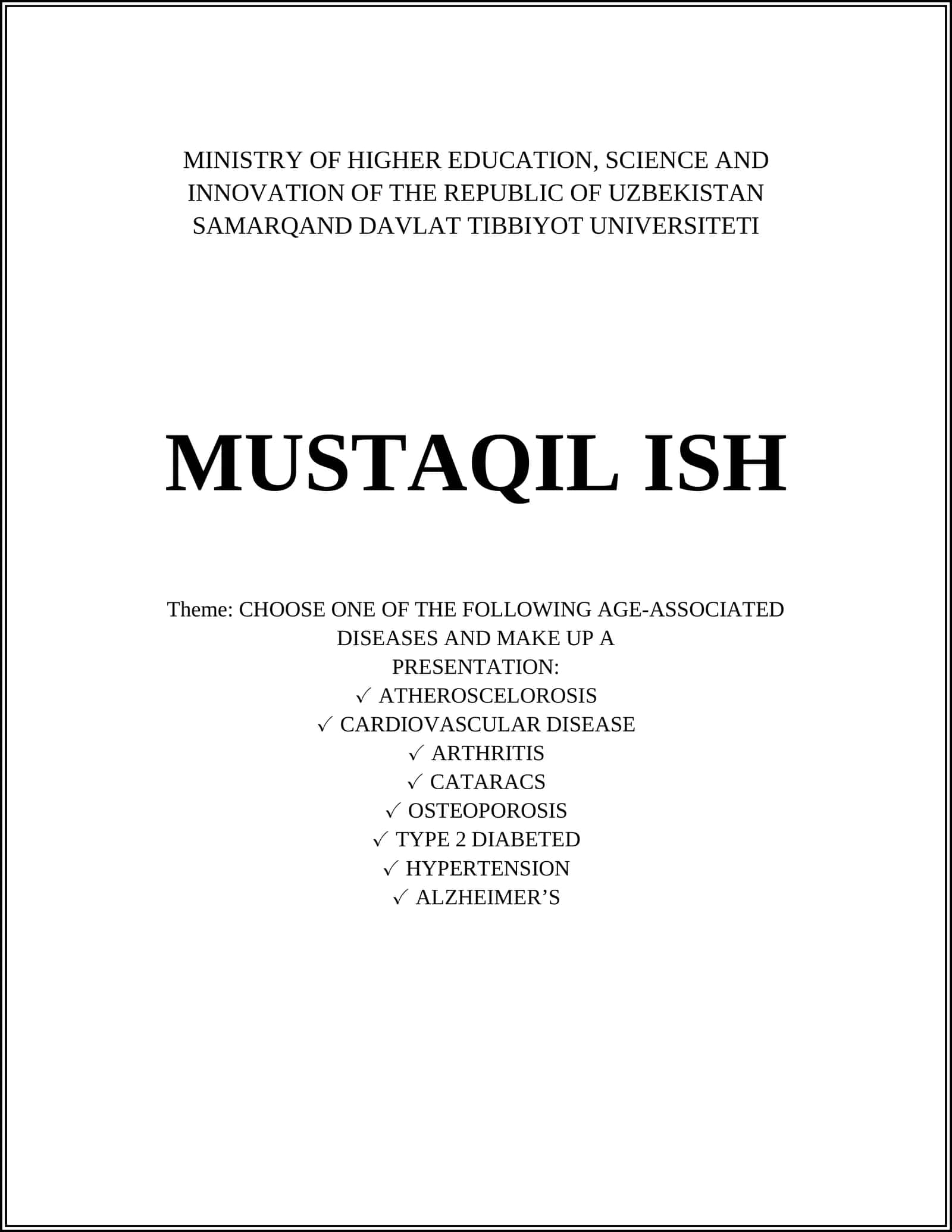 Presentation on Age-Associated Diseases