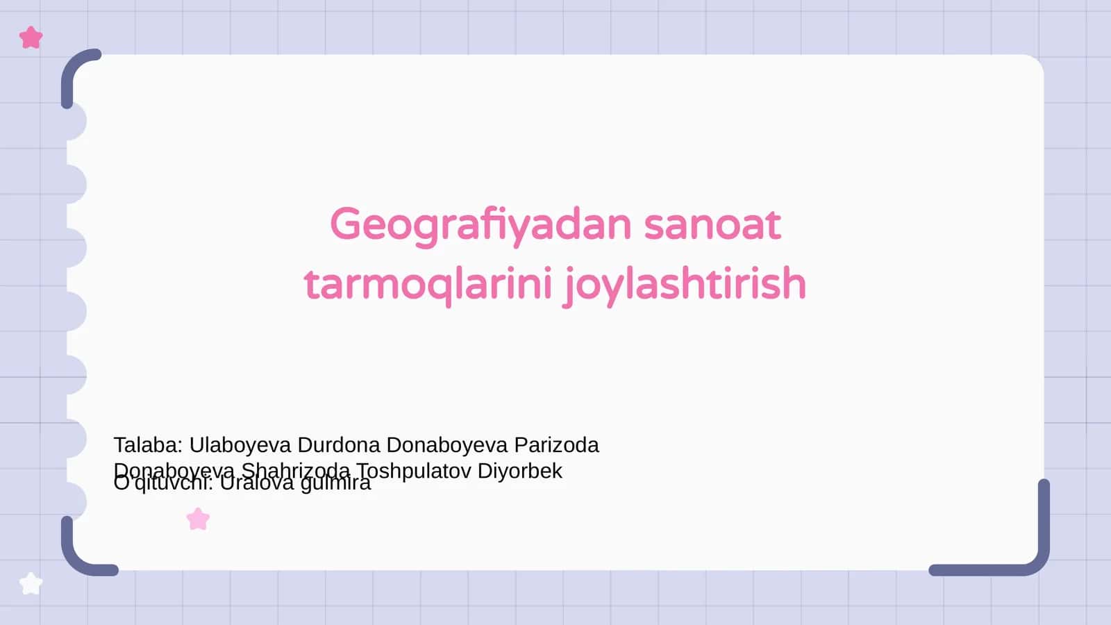 Geografiyadan sanoat tarmoqlarini joylashtirish