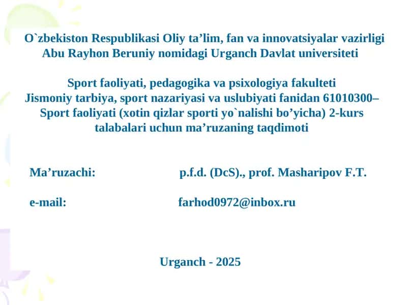Maktab o`quvchilarining jismoniy tarbiyasi