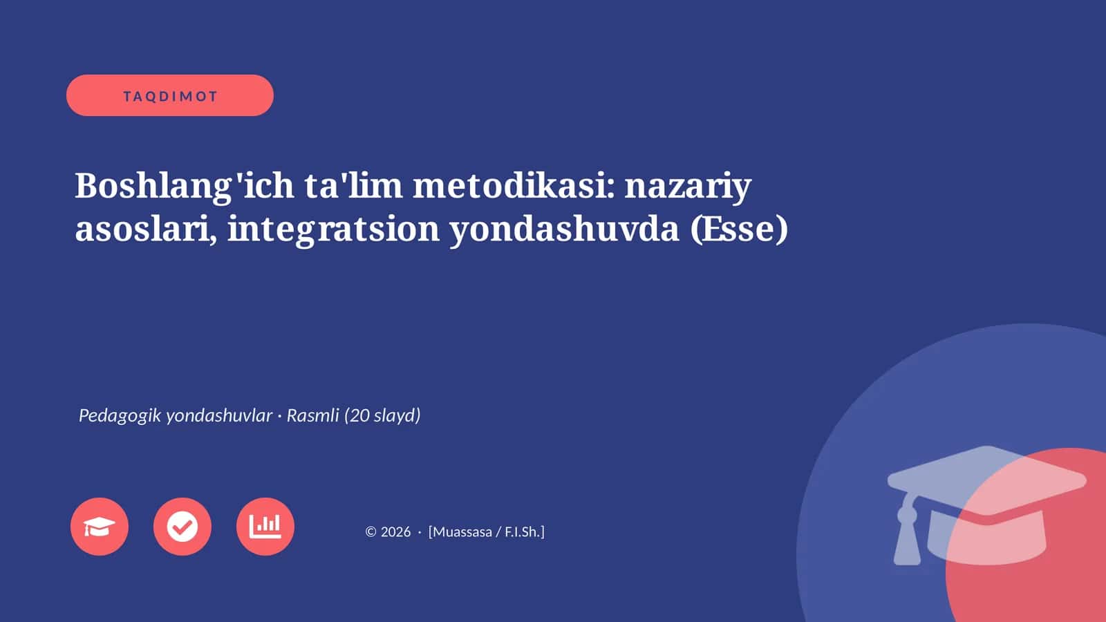 Boshlang'ich ta'lim metodikasi: nazariy asoslari, integratsion yondashuvda (Esse)