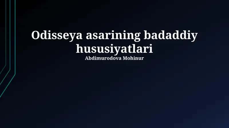 Odisseya asarining badaddiy hususiyatlari
