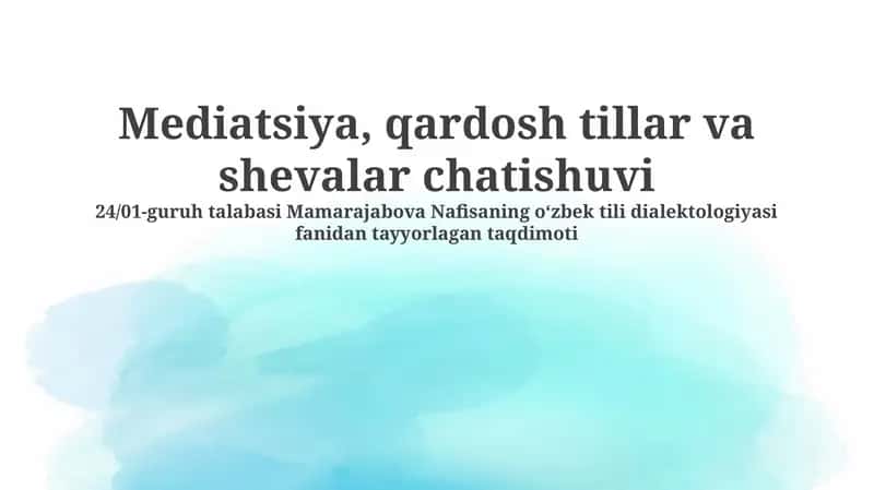 O'zbek tili dialektologiyasi fanidan ta'lim