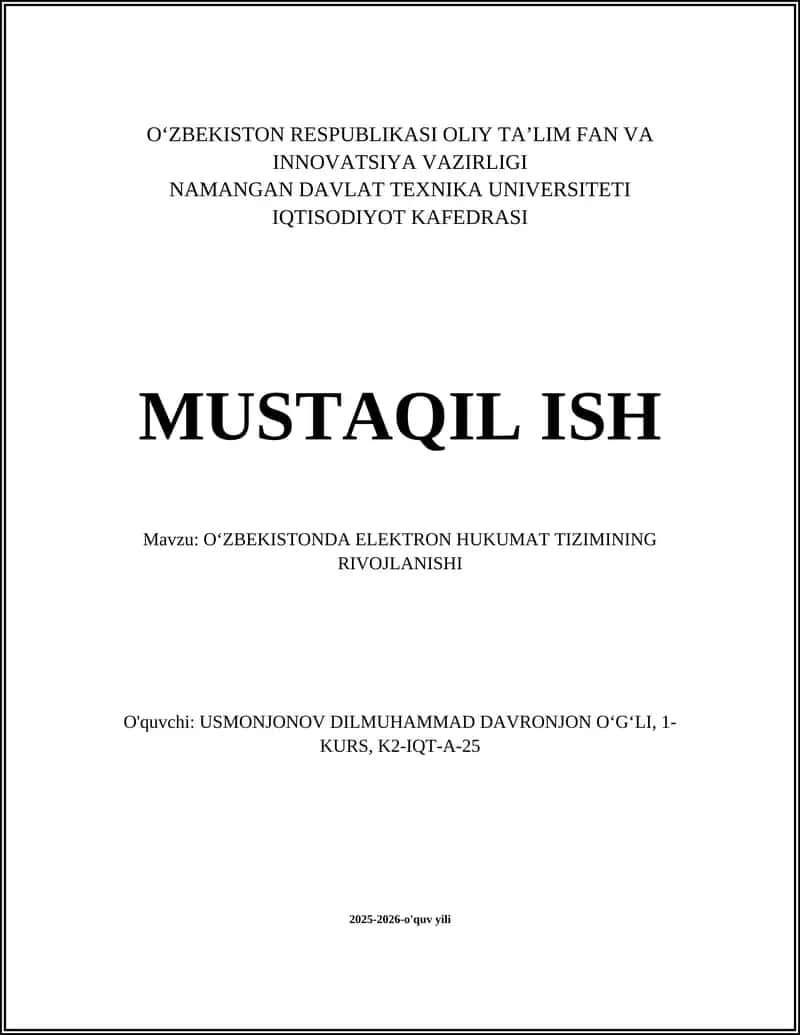 Oʻzbekistonda Elektron Hukumat Tizimining Rivojlanishi