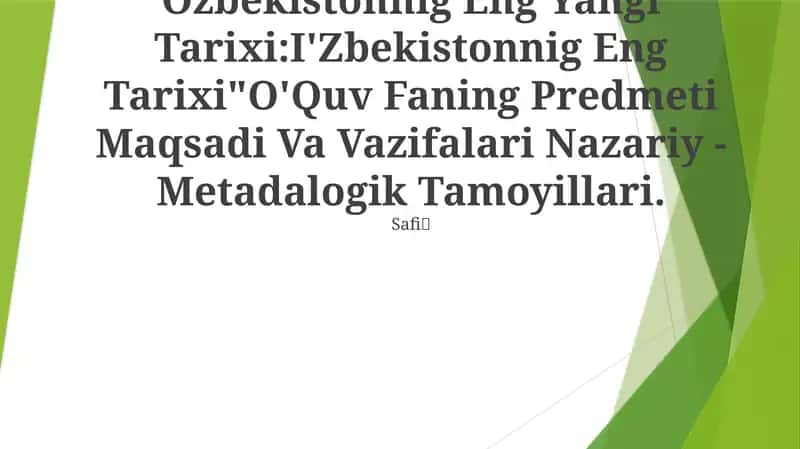 O‘zbekistonnig Eng Yangi Tarixi