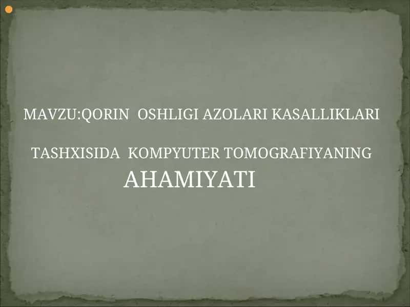 QORIN BOSHLIGI AZOLARI KASALLIKLARI