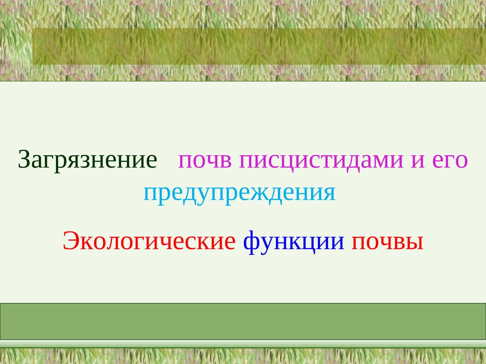 Экологические функции почвы