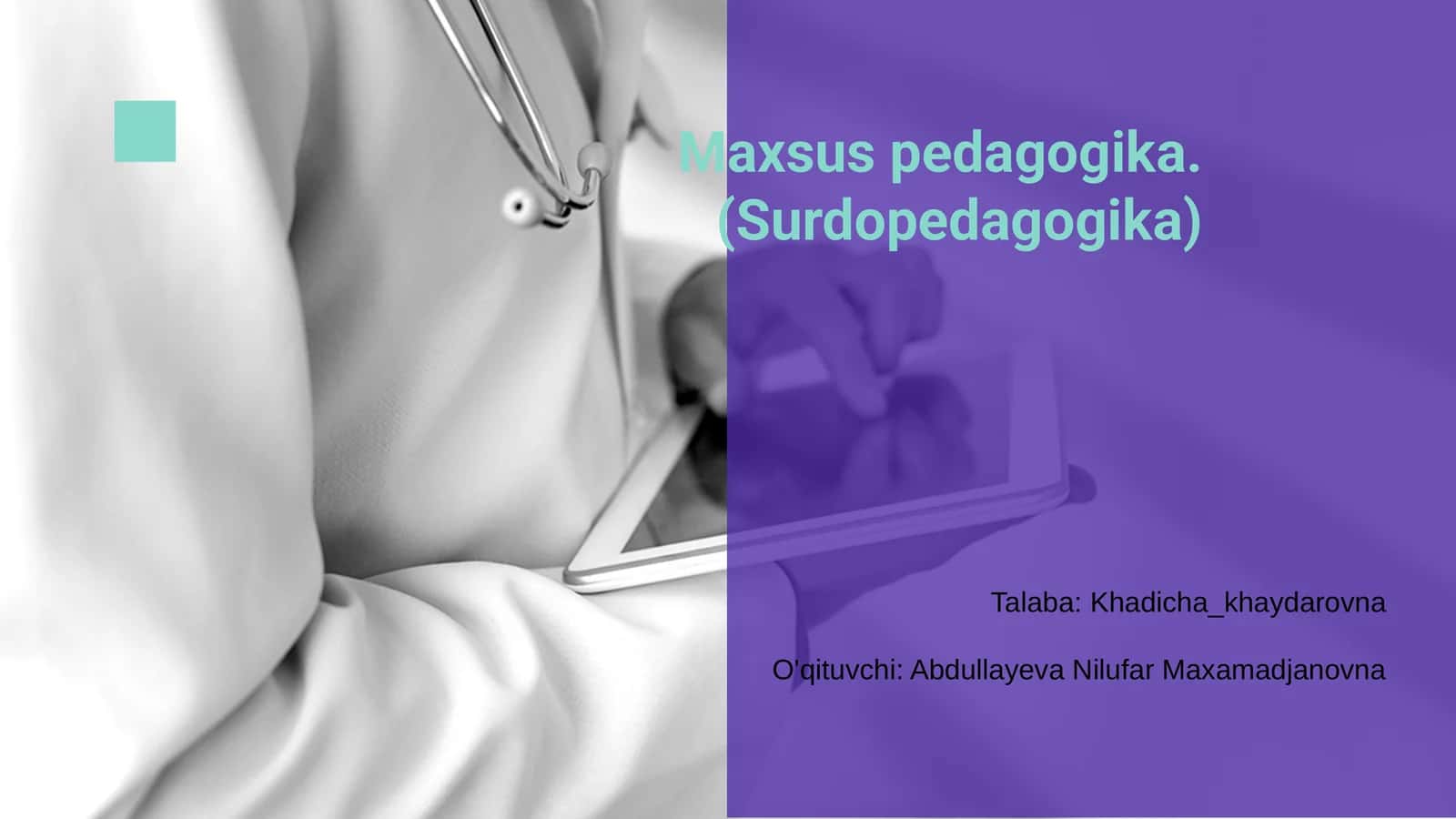Maxsus pedagogika.(Surdopedagogika)