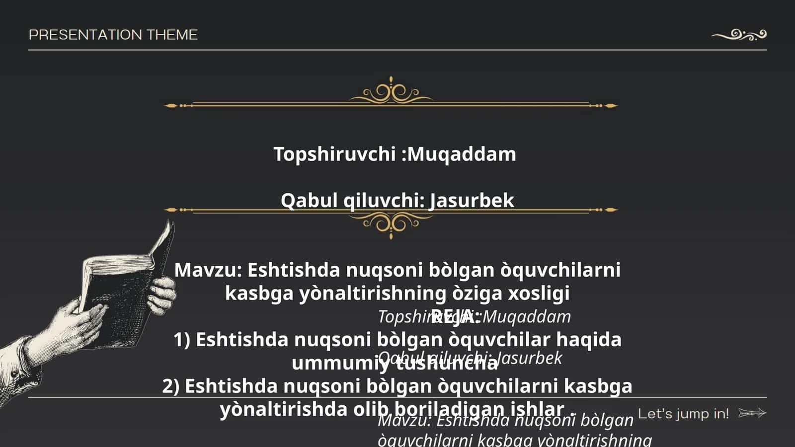 Eshtishda nuqsoni bòlgan òquvchilarni kasbga yònaltirishning òziga xosligi